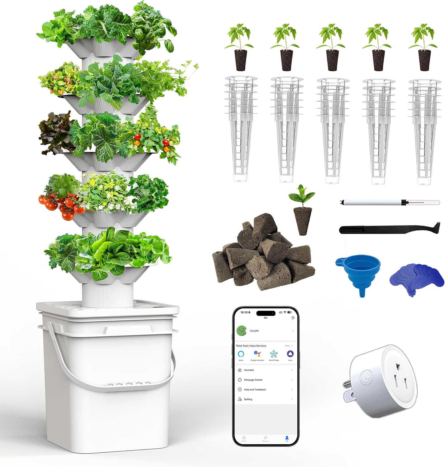 Hydroponic Tower - Hydroponics Growing System Kit 5 Layer