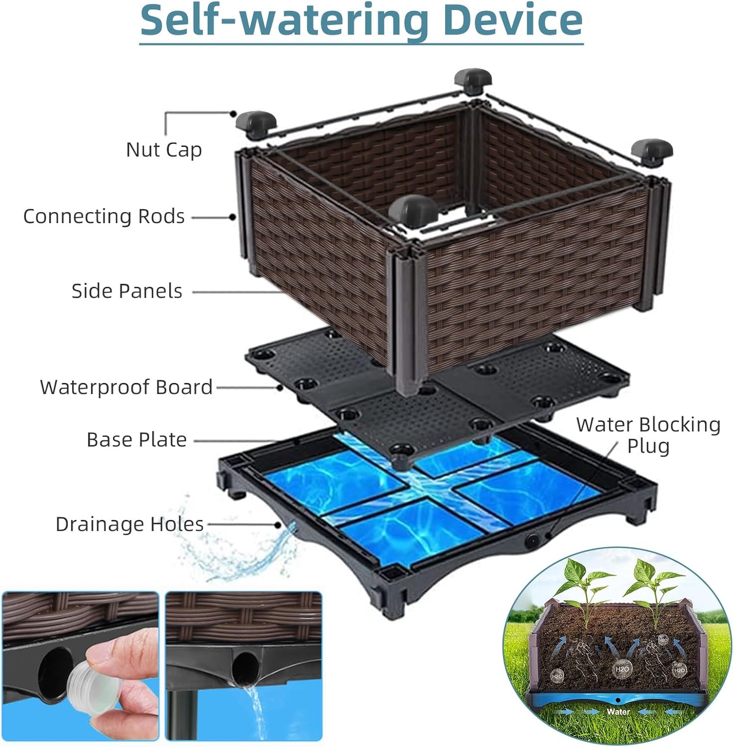 Outdoor Gardening Rattan Plant - Self Watering Planter recension och pris
